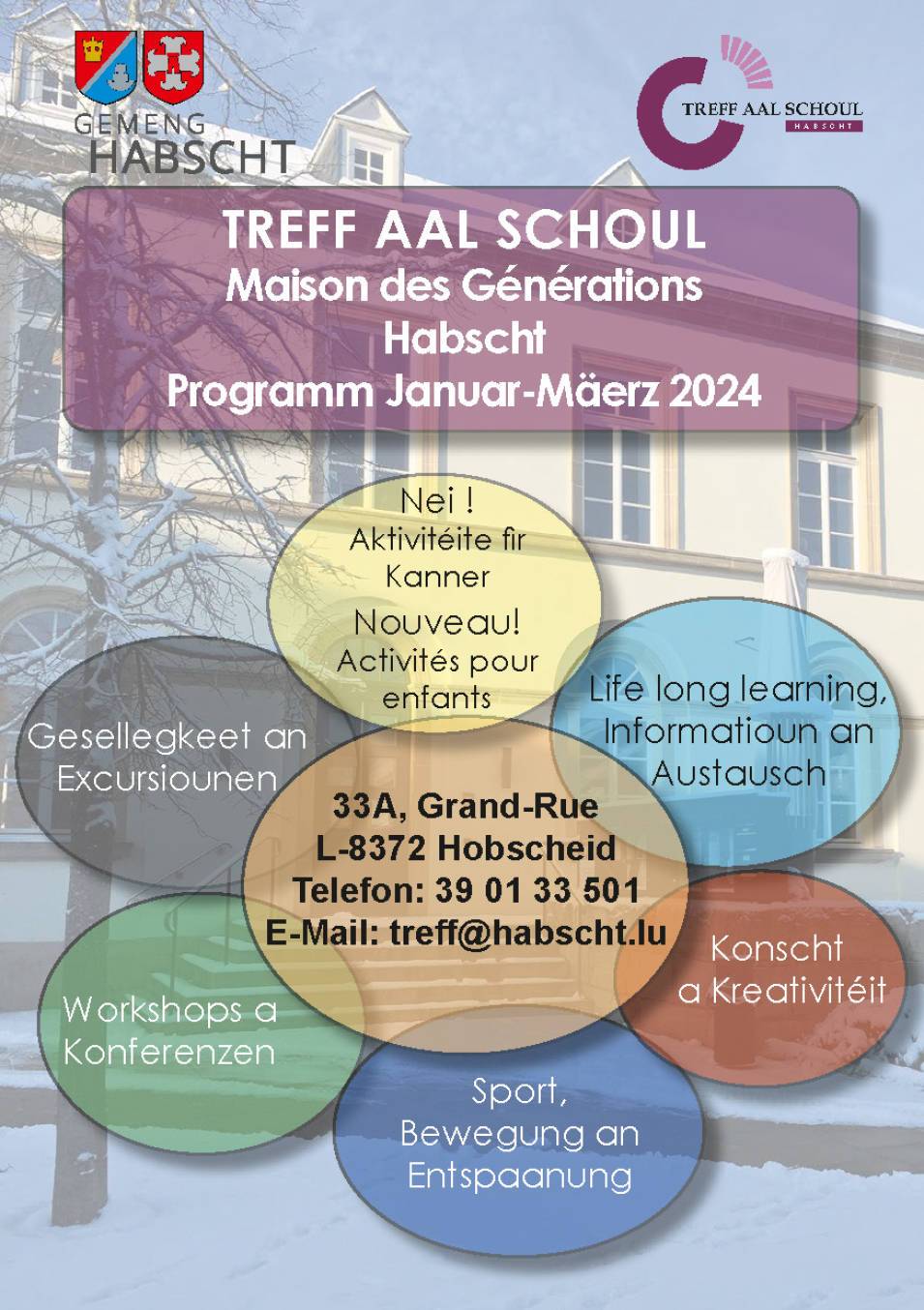 Nouveau programme Treff Aal Schoul Janvier mars 2024 Commune de